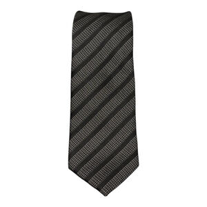 1670 Tie Mens One Size Black Skinny Woven Striped Polyester Formal Necktie